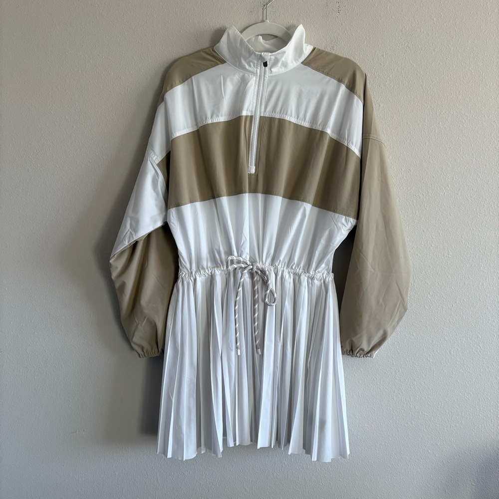 NWT Athleta Power Serve Shell Dress Women’s Large White/Tan Pickleball Tennis - Picture 5 of 9